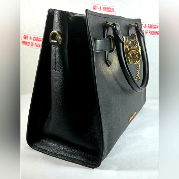 Michael Kors Hamilton Black Leather Sholder Bag Satchel - Picture 4 of 8